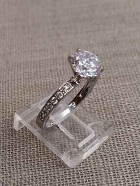 Classic Silver-Tone Cubic Zirconia Engagement Ring Size 7